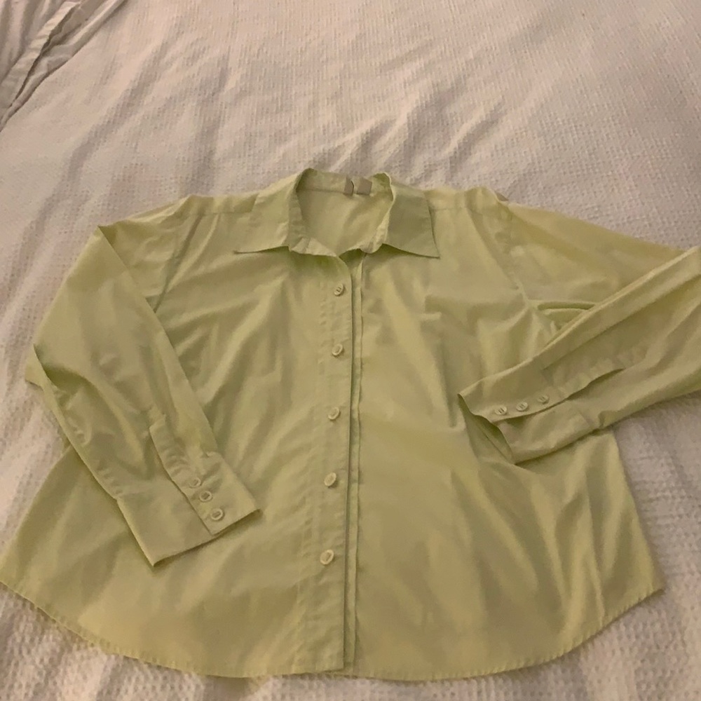 Cotton button front blouse. Pretty detailing.